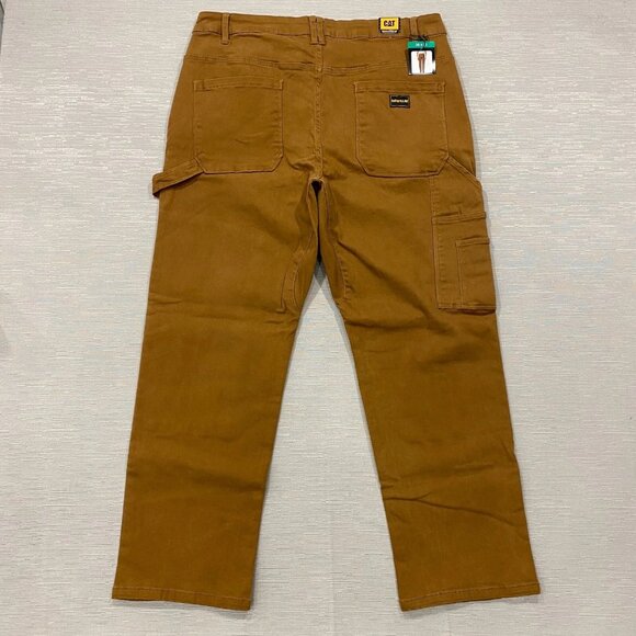 Caterpillar CAT Carpenter Work Pants Mens 38 x 30 Brown Tool Pockets Double Knee - Picture 3 of 12
